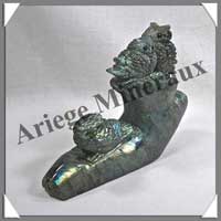 HIBOUX (Trio) - LABRADORITE - 140x100x35 mm - 500 grammes - A004