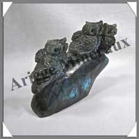 HIBOUX (Trio) - LABRADORITE - 130x100x35 mm - 550 grammes - A005