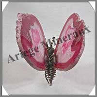AGATE ROSE - Papillon (Taille 1) - 70x50 mm - 60 grammes - M010