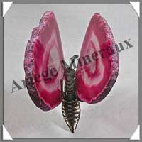 AGATE ROSE - Papillon (Taille 2) - 75x35 mm - 58 grammes - M010