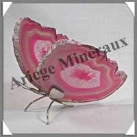 AGATE ROSE - Papillon (Taille 2) - 75x50 mm - 69 grammes - M011