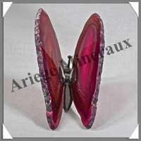 AGATE ROSE - Papillon (Taille 2) - 95x35 mm - 55 grammes - M012