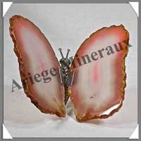 AGATE ROSE - Papillon (Taille 3) - 90x50 mm - 77 gr - M010