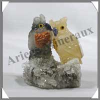 HIBOUX  (Couple) - Socle QUARTZ