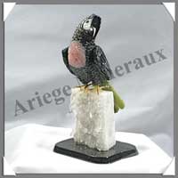 PERROQUET VERT  (Corps en SERPENTINE) - 140 mm - A004