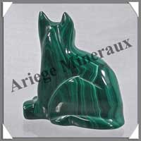 CHAT - MALACHITE - 55x55x20 mm - 120 grammes - M002