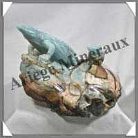 CROCODILES (Couple) - AMAZONITE - 160 mm - 1250 grammes - A001