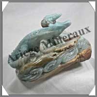 CROCODILES (Couple) - AMAZONITE - 160 mm - 1250 grammes - A001