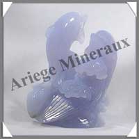 DAUPHINS (Couple) - CALCEDOINE BLEUE - 100 mm - 330 grammes - C001