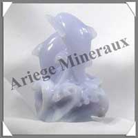 DAUPHINS (Couple) - CALCEDOINE BLEUE - 100 mm - 330 grammes - C001