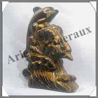 DAUPHINS (Couple) - OEIL DE TIGRE - 145 mm - 700 grammes - C001