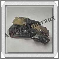 GRENOUILLES (Couple) - FLUORITE JAUNE - 130x90x55 mm - 440 grammes - A001