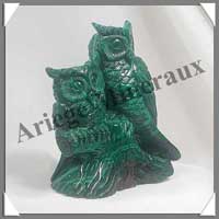 HIBOUX (Couple) - MALACHITE - 90x70x40 mm - 470 grammes - C001