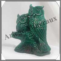 HIBOUX (Couple) - MALACHITE - 90x70x40 mm - 470 grammes - C001