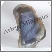 HIBOU - CALCEDOINE BLEUE - 100 mm - 350 grammes - C001