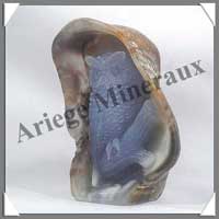 HIBOU - CALCEDOINE BLEUE - 100 mm - 350 grammes - C001