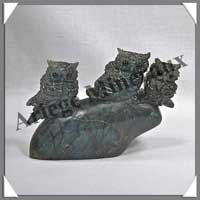 HIBOUX (Trio) - LABRADORITE - 130x100x35 mm - 550 grammes - A005