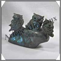 HIBOUX (Trio) - LABRADORITE - 130x100x35 mm - 550 grammes - A005