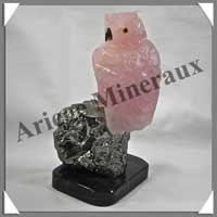 HIBOU - QUARTZ ROSE - 180x110x100 mm - 1650 grammes - A003