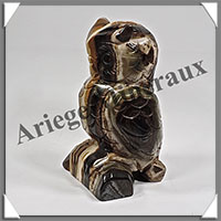 HIBOU sur TRONC - JASPE HEMATOIDE - 110x60x55 mm - 570 grammes - A001