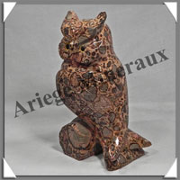 HIBOU sur TRONC - LEOPARDITE (Jaspe Lopard) - 160x80x70 mm - 1 070 grammes - A001