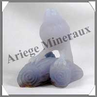 OISEAU sur BRANCHE - CALCEDOINE BLEUE - 80 mm - 180 grammes - C001