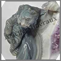 OURS (Couple) - CALCEDOINE Amthyse - 225x150x100 mm - 2 340 grammes - A001