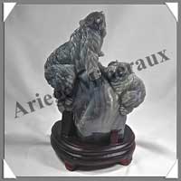 OURS (Couple) - CALCEDOINE Amthyse - 225x150x100 mm - 2 340 grammes - A001