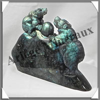 OURS (Couple) - LABRADORITE - 130x95x30 mm - 432 grammes - A010