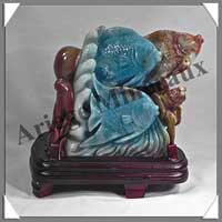 POISSONS - POULPE - TORTUE - AMAZONITE - 200x190x110 mm - 2 140 grammes - A002