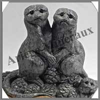 SURICATES (Trio) - JASPE ARGENTE - 150x130x95 mm - 1 180 grammes - A001