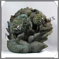 TORTUES Marine (Couple) - LABRADORITE - 140x140 mm - 940 grammes - A001