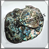 TORTUES (Mre et 5 Petits) - LABRADORITE - 230x180x55 mm - 2175 grammes - A003