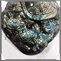 TORTUES (Mre et 5 Petits) - LABRADORITE - 230x180x55 mm - 2175 grammes - A003