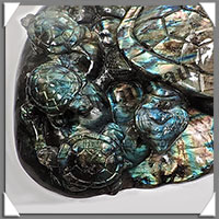 TORTUES (Mre et 5 Petits) - LABRADORITE - 230x180x55 mm - 2175 grammes - A003