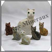 CHAT de FACE - STEATITE - Famille (Mre + 5 Petits) - A