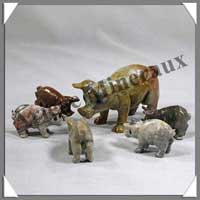 COCHON - STEATITE - Famille (Mre + 5 Petits) - A