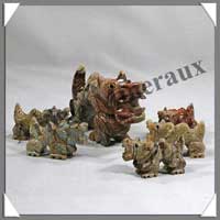 DRAGON - STEATITE - Famille (Mre + 5 Petits) - A