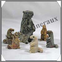 MARMOTTE - STEATITE - Famille (Mre + 5 Petits) - A