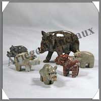 SANGLIER - STEATITE - Famille (Mre + 5 Petits) - A