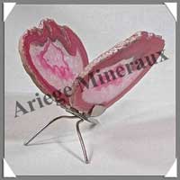 AGATE ROSE - Papillon (Taille 1) - 70x50 mm - 60 grammes - M010