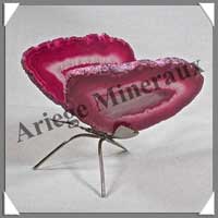 AGATE ROSE - Papillon (Taille 2) - 75x35 mm - 58 grammes - M010