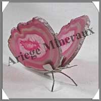 AGATE ROSE - Papillon (Taille 2) - 75x50 mm - 69 grammes - M011