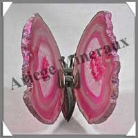 AGATE ROSE - Papillon (Taille 2) - 75x50 mm - 69 grammes - M011