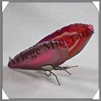 AGATE ROSE - Papillon (Taille 2) - 95x35 mm - 55 grammes - M012