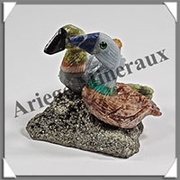 CANARDS Couple - Socle PYRITE - 50x50x38 mm - A011