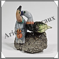 CANARDS Couple - Socle PYRITE - 60x55x35 mm - A012