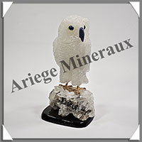 CHOUETTE (Corps en QUARTZ LAITEUX) - 120x65x55 mm - A022