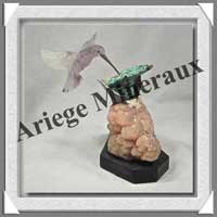 COLIBRI sur FLEUR (Corps en AMETHYSTE) - 140 mm - A001