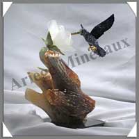 COLIBRI sur FLEUR (Corps en LAPIS LAZULI) - 220 mm - A001